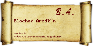 Blocher Arzén névjegykártya